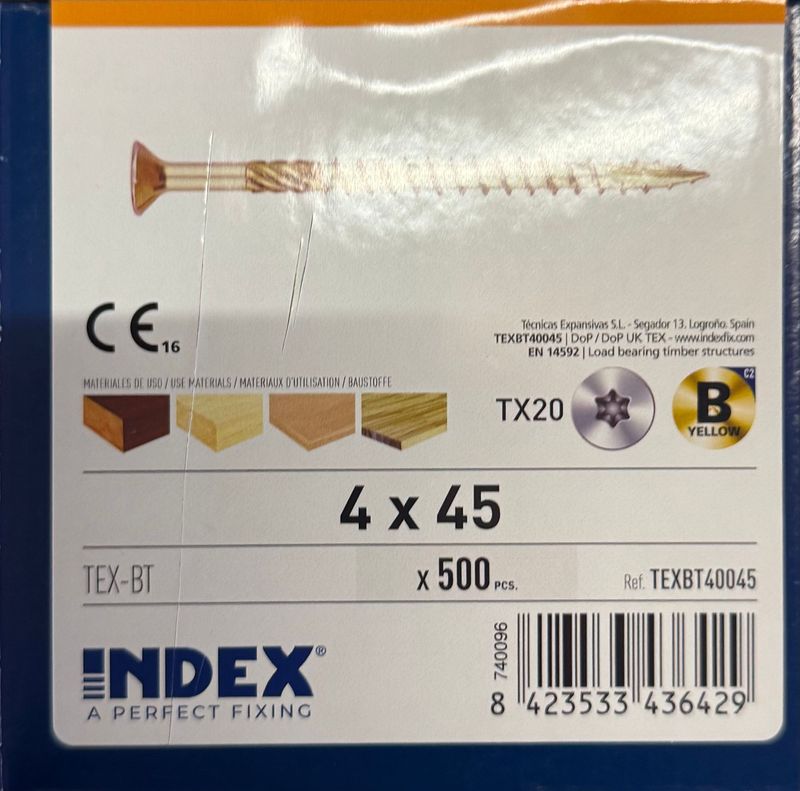 VIS A BOIS TETE FRAISEE 4X45 - BICHROMATEE - Tx20 - BOITE DE 500