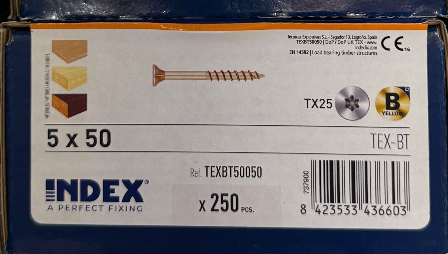 VIS A BOIS TETE FRAISEE 5X50 - BICHROMATEE - Tx25 - BOITE DE 250