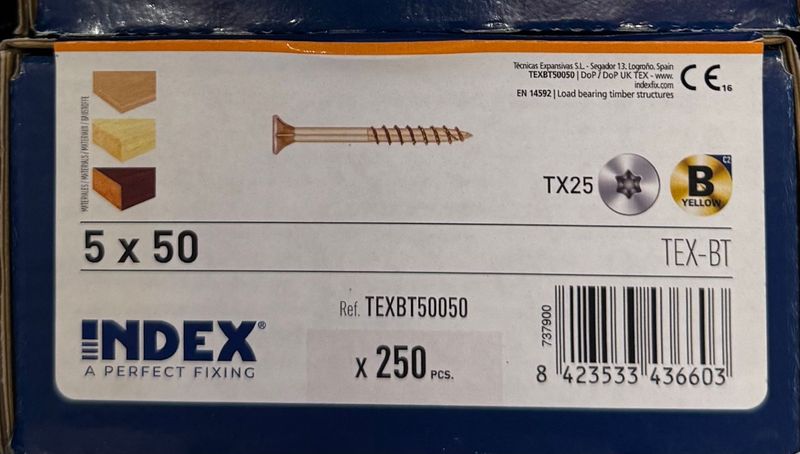 VIS A BOIS TETE FRAISEE 5X50 - BICHROMATEE - Tx25 - BOITE DE 250