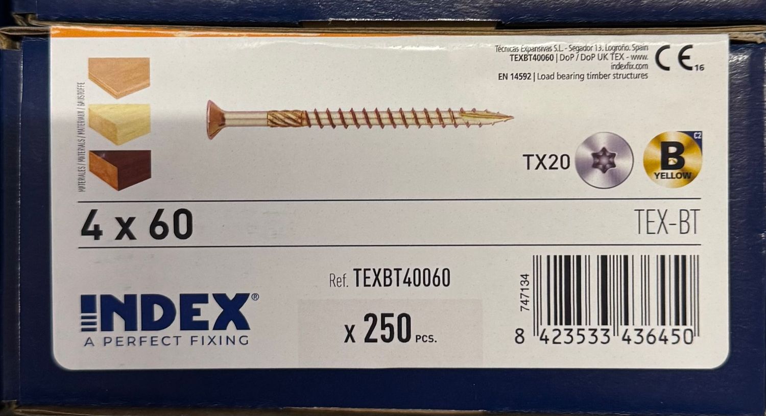 VIS A BOIS TETE FRAISEE 4X60 - BICHROMATEE - Tx20 - BOITE DE 250