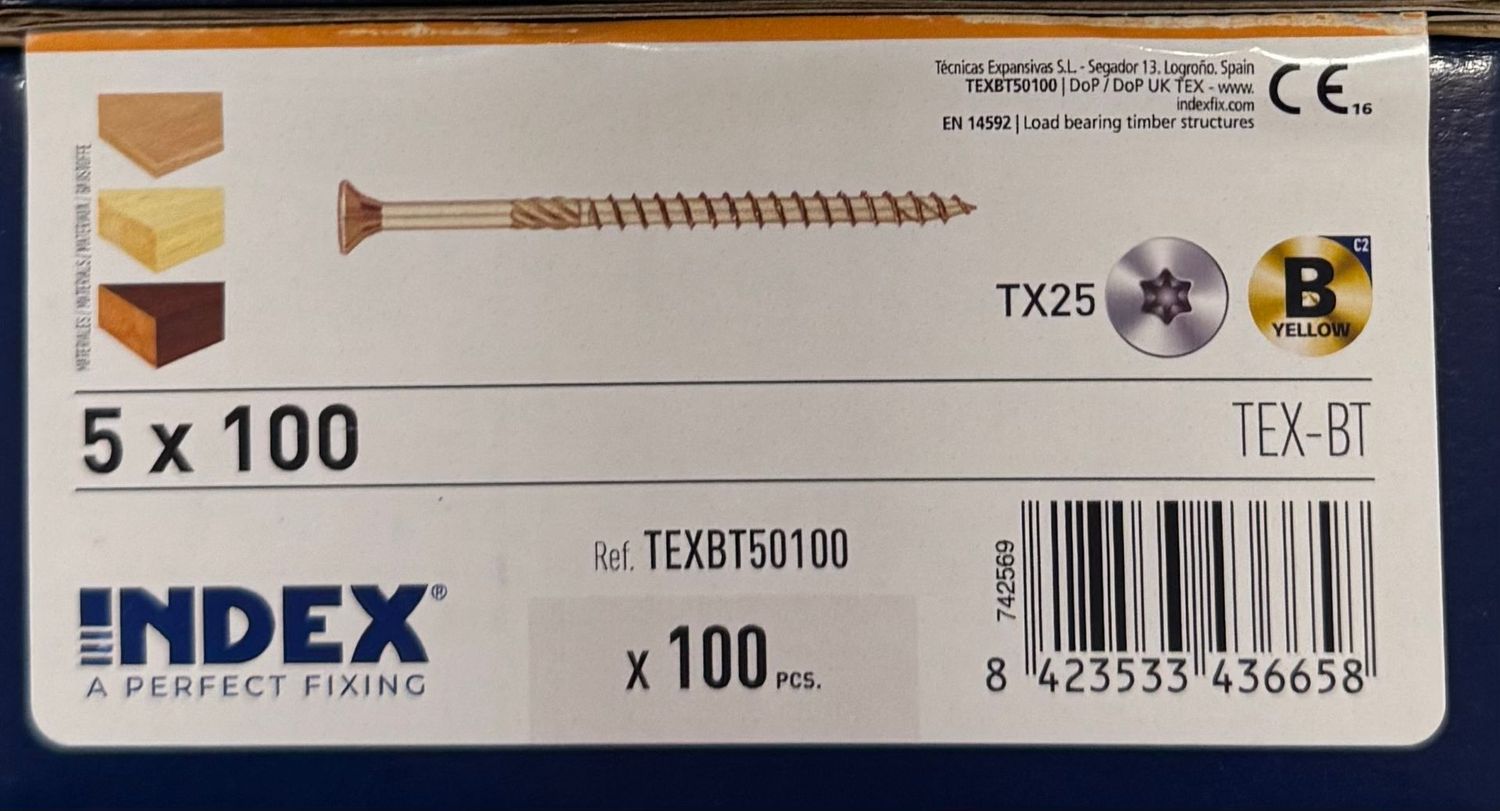 VIS A BOIS TETE FRAISEE 5X100 - BICHROMATEE - Tx25 - BOITE DE 100