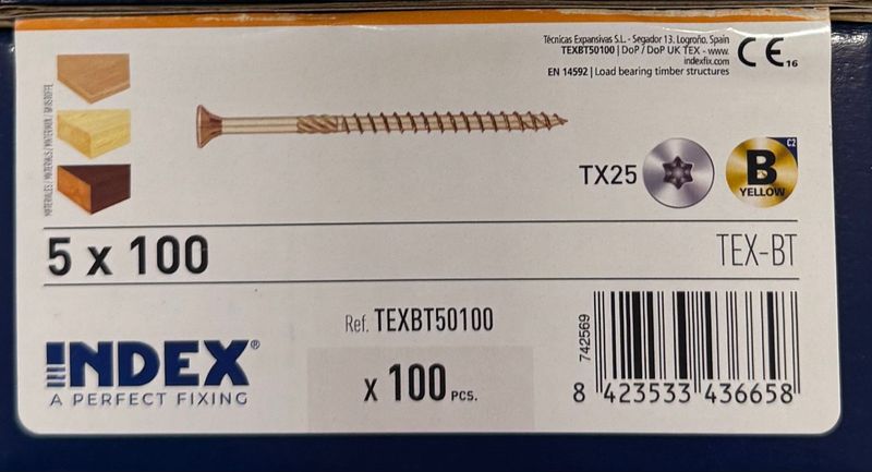 VIS A BOIS TETE FRAISEE 5X100 - BICHROMATEE - Tx25 - BOITE DE 100