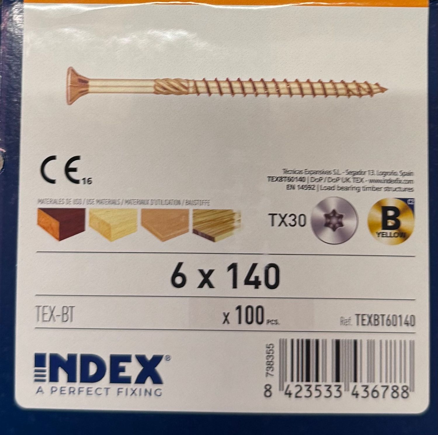 VIS A BOIS TETE FRAISEE 6X140 - BICHROMATEE - Tx30 - BOITE DE 100