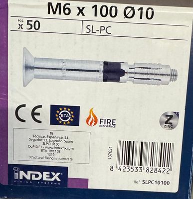 CHEVILLE DE SECURITE METALLIQUE - ANTI FEU - SLPC 6X100 - BOITE DE 50 CHEVILLE DE SECURITE METALLIQUE - ANTI FEU - SLPC 6X100 - BOITE DE 50