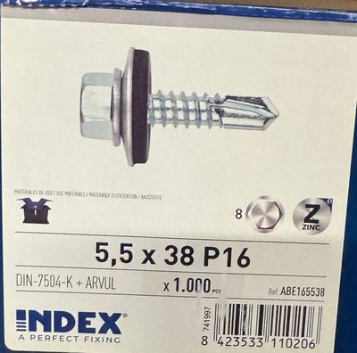 VIS TOLE AUTOPERCEUSE TH 5,5x38 - Avec RONDELLE D'ETANCHEITE - BOITE DE 1000 VIS TOLE AUTOPERCEUSE TH 5,5x38 - Avec RONDELLE D'ETANCHEITE - BOITE DE 1000