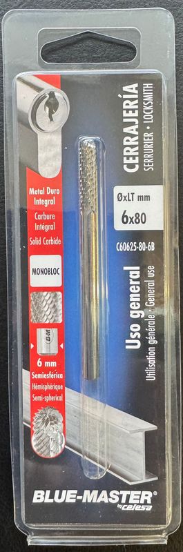 C60625-80-6B - FRAISE HEMISPHERIQUE EXTRA LONGUE - QUEUE DE 6 - LONG 80 - CARBURE