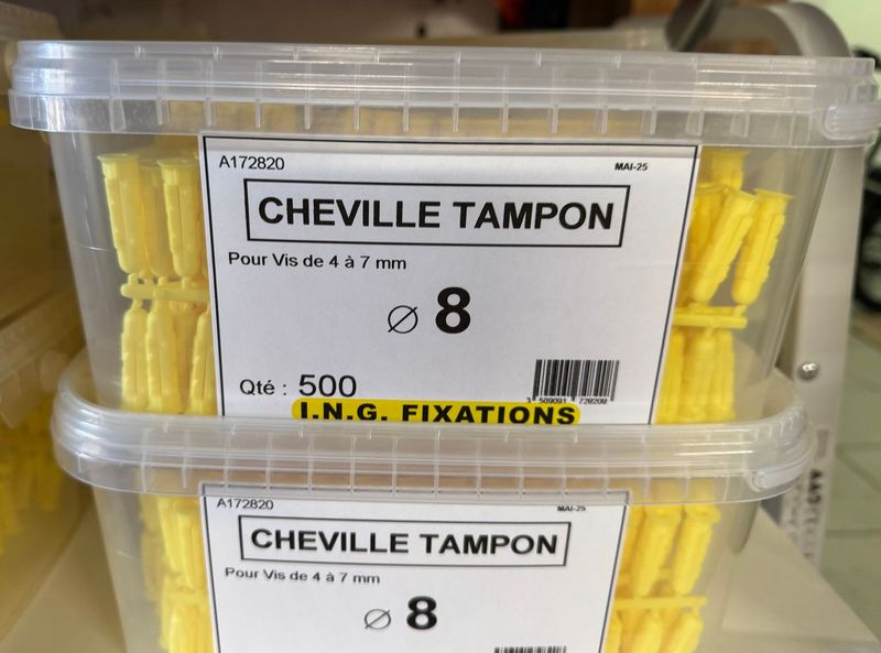 SEAU DE 500 CHEVILLES TAMPON D.8