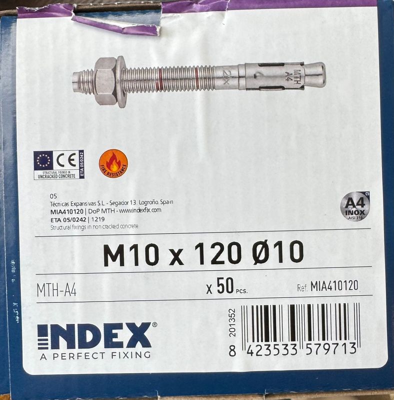 GOUJON D'ANCRAGE - INOX A4 - 10X120 - BOITE DE 50