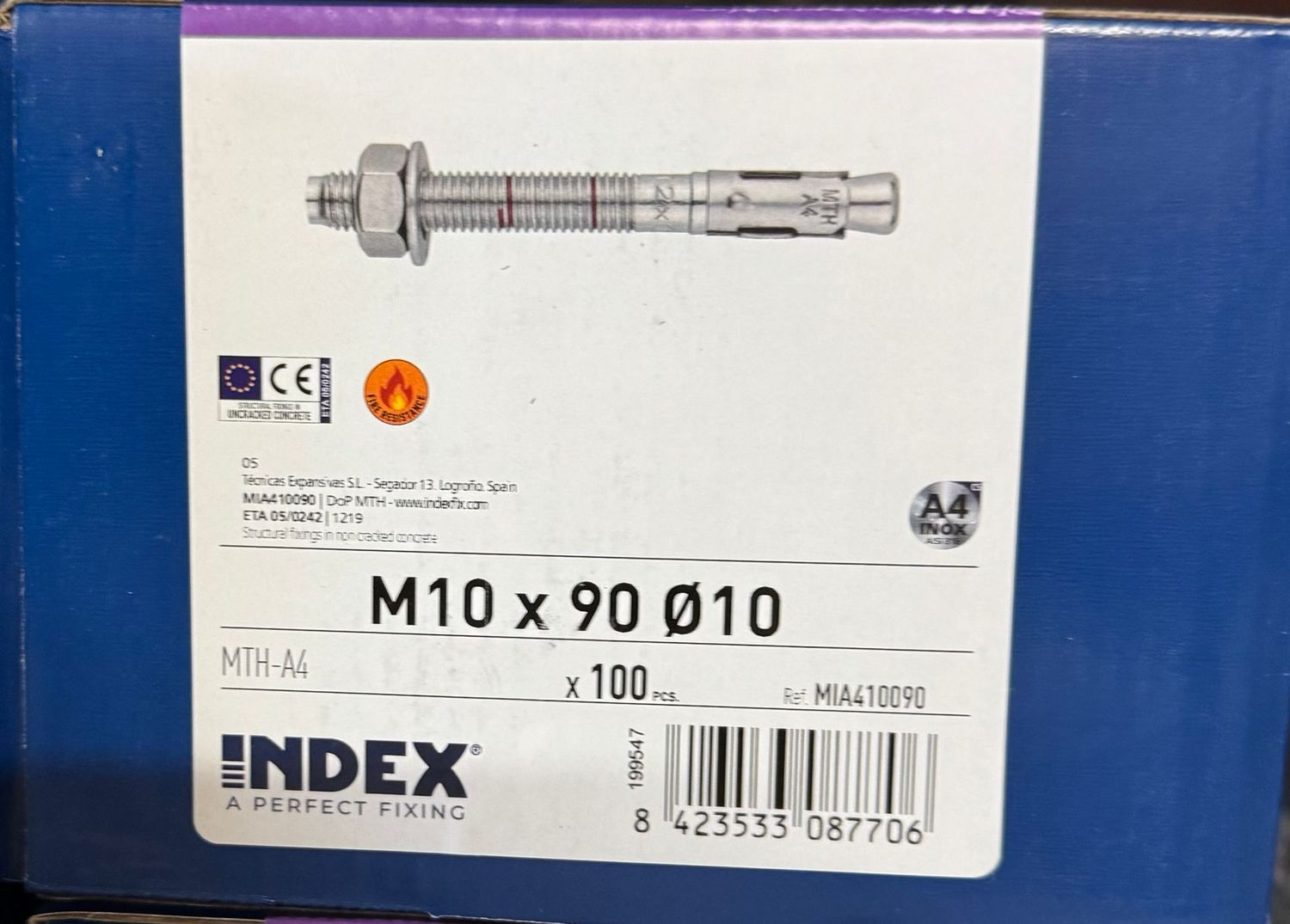 GOUJON D'ANCRAGE - INOX A4 - 10X90 - BOITE DE 100