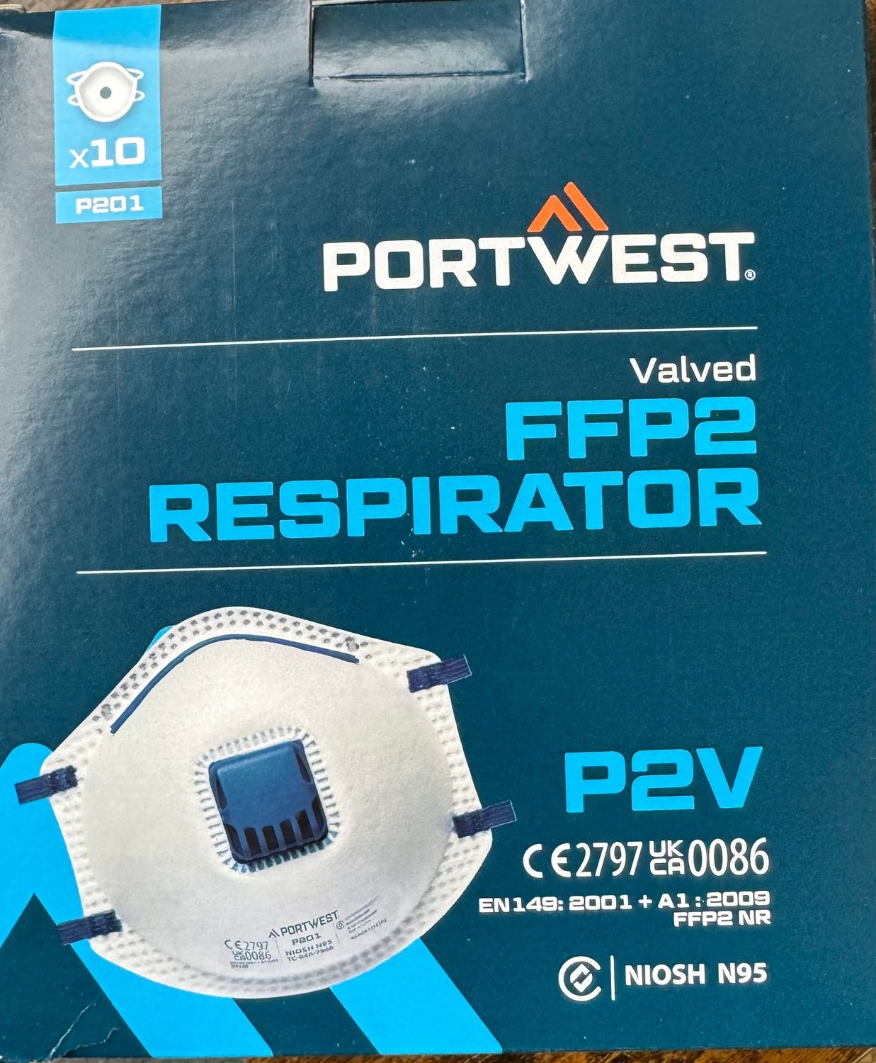 MASQUE FFP2 - PORTWEST -  AVEC VALVE BLANC - BOITE DE 10