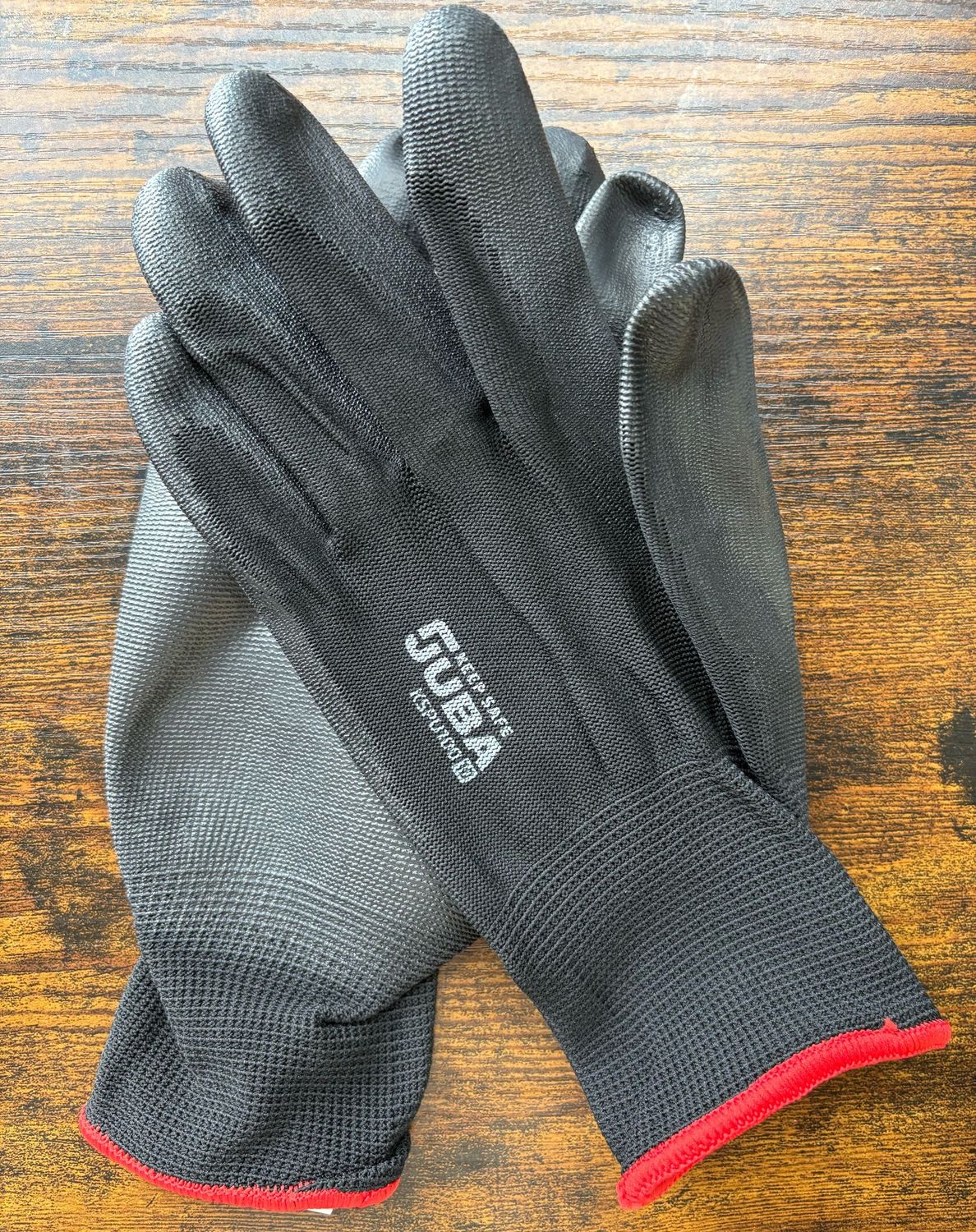 JUBA -  GANTS POLYESTER NOIR AVEC INDUCTION PU NOIR SUR PAUME - T10 - SACHET DE 12 PAIRES