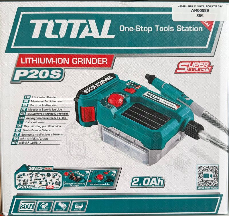 TOTAL - MULTI OUTIL ROTATIF A BATTERIE 2AH - 20V VENDU AVEC 1 BATTERIE + 1 CHARGEUR