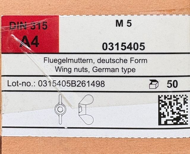 ECROUS PAPILLONS M5 - INOX A4 - BOITE DE 50