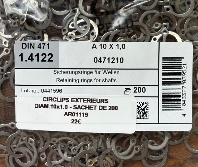 SACHET DE 200 CIRCLIPS EXTERIEURS A10x1.0