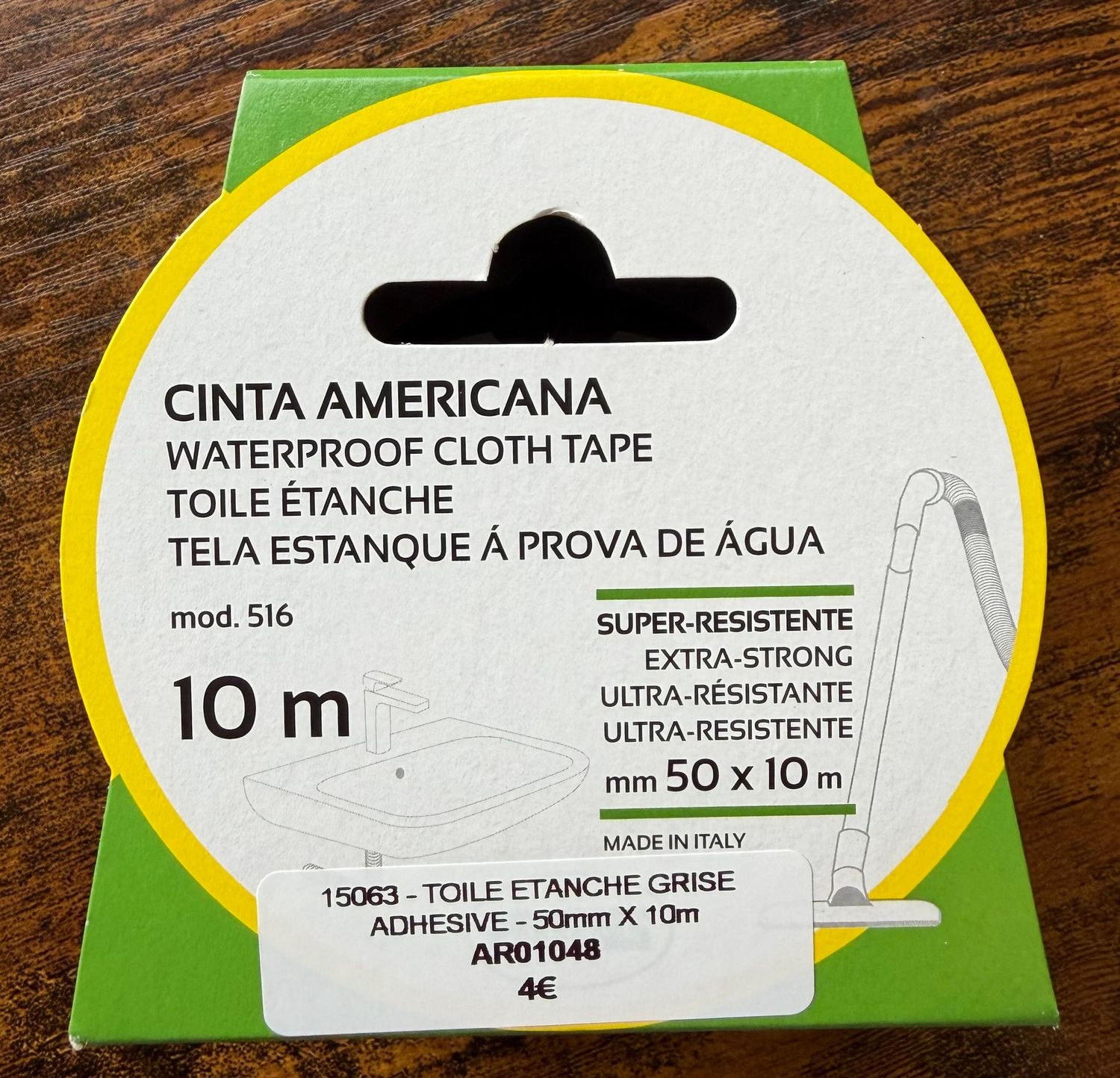 TOILE ADHESIVE ETANCHE GRISE - 50mm x 10m