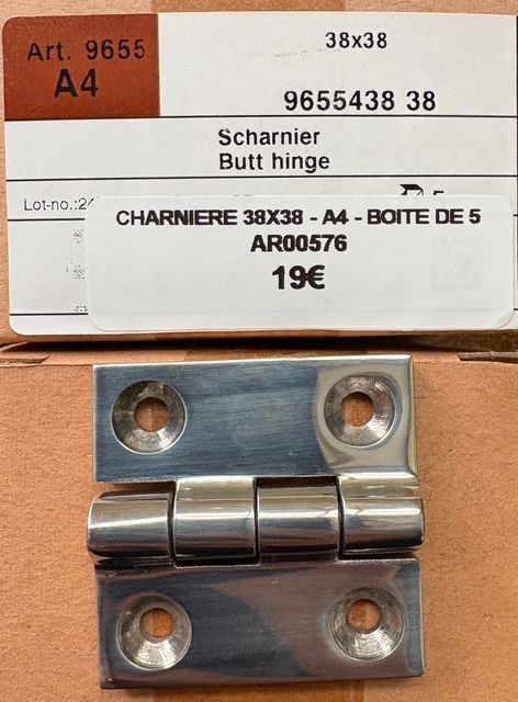 CHARNIÈRE 38X38 - INOX A4 - BOITE DE 5