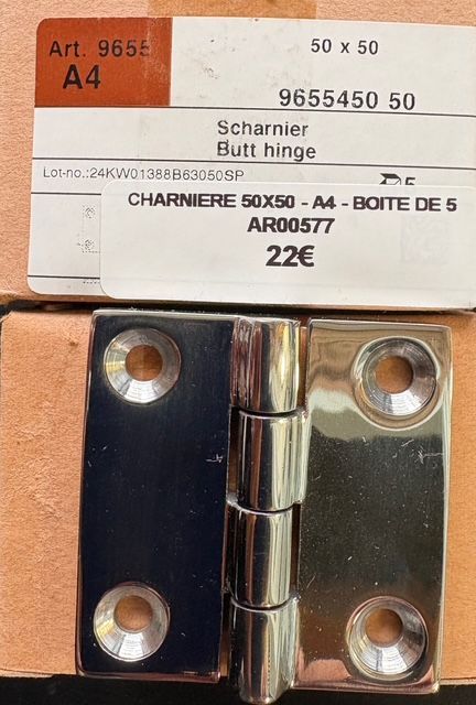 CHARNIÈRE 50X50 - INOX A4 - BOITE DE 5