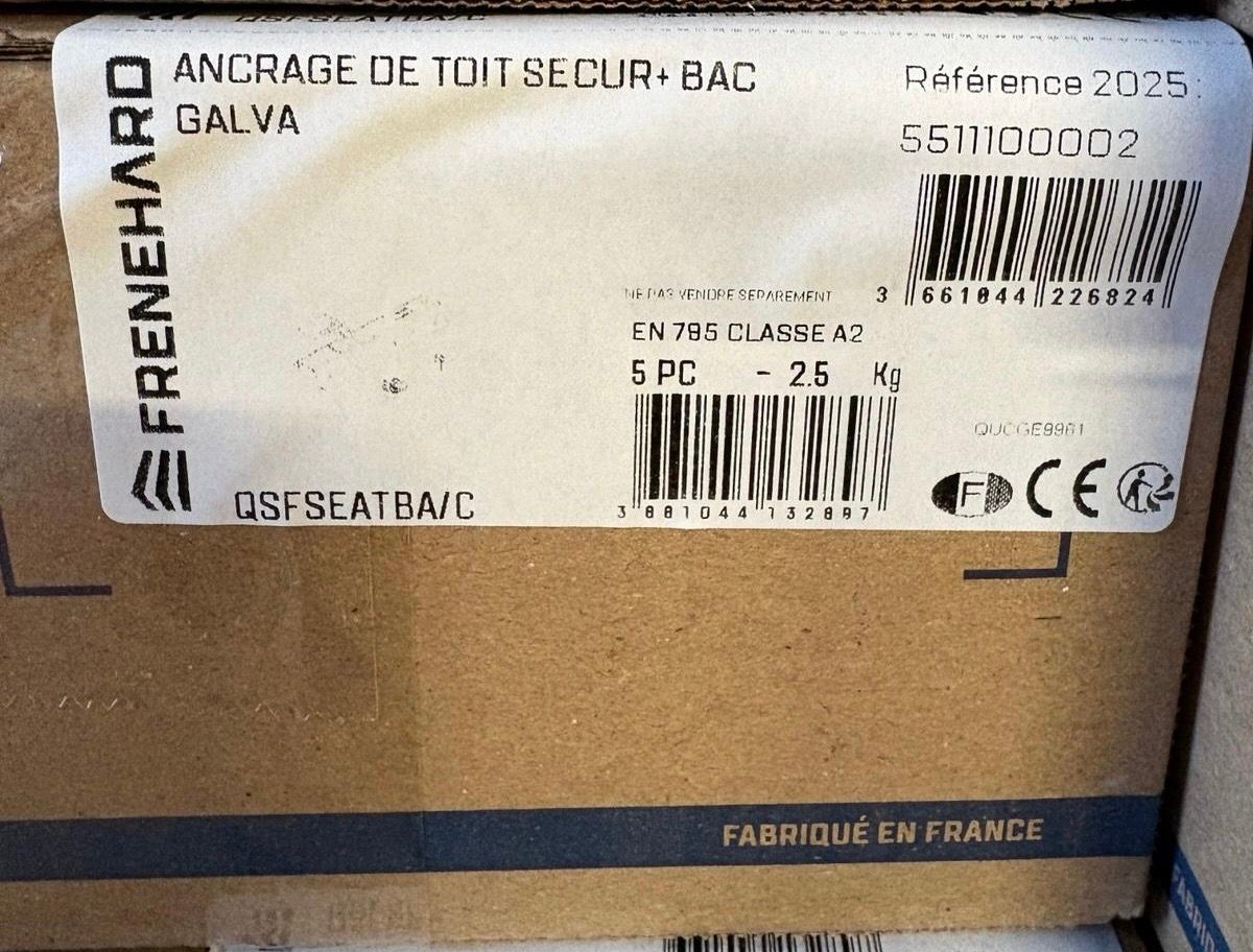 ANCRAGES DE TOIT POUR BAC ACIER - ACIER GALVA A CHAUD - BOITE DE 5