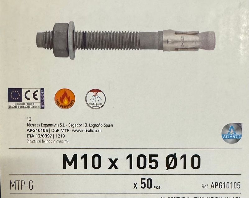 GOUJON D'ANCRAGE GALVA 10X105 - BOITE DE 50
