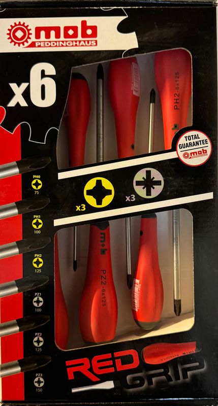 MOB - BOITE DE 6 TOURNEVIS REDGRIP - PH ET PZ MOB - BOITE DE 6 TOURNEVIS REDGRIP - PH ET PZ