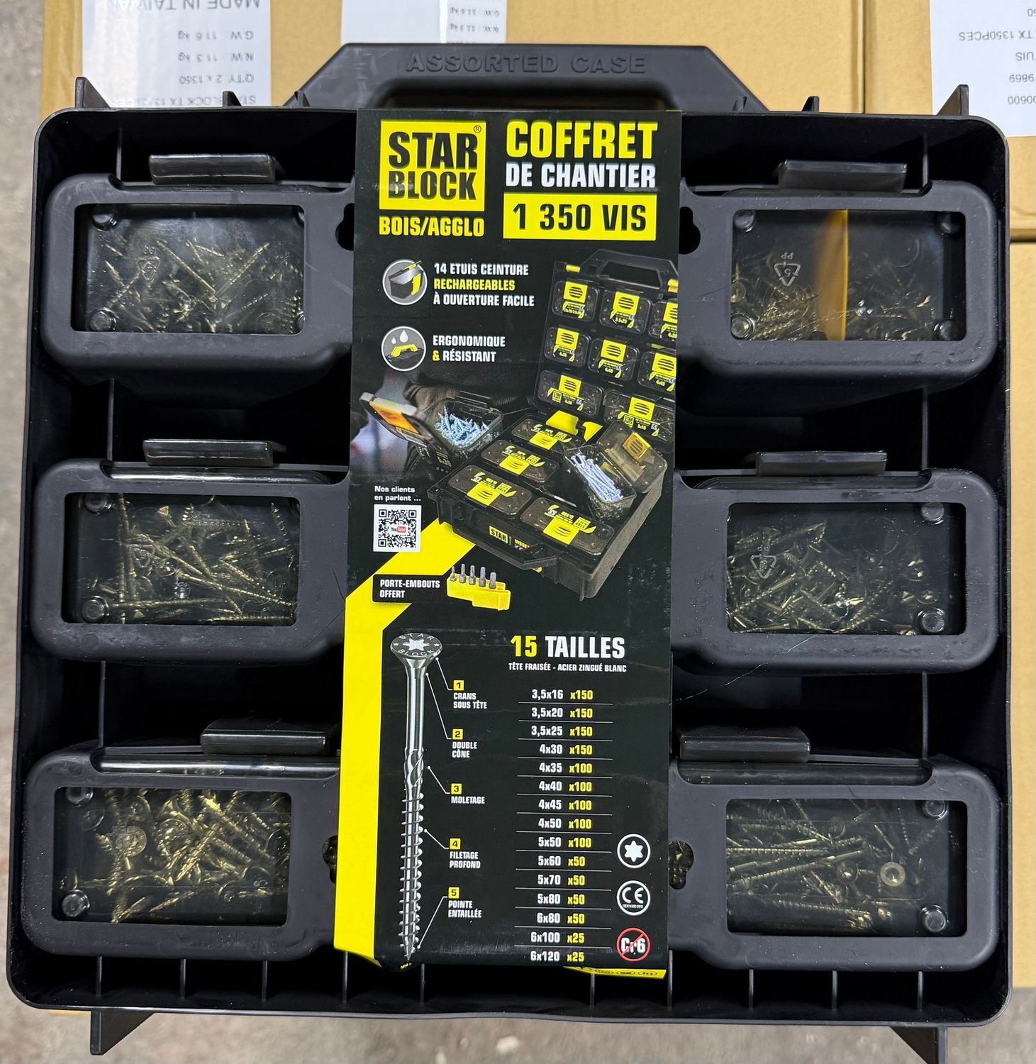 COFFRET DE CHANTIER STARBLOCK - 1350 VIS A BOIS
