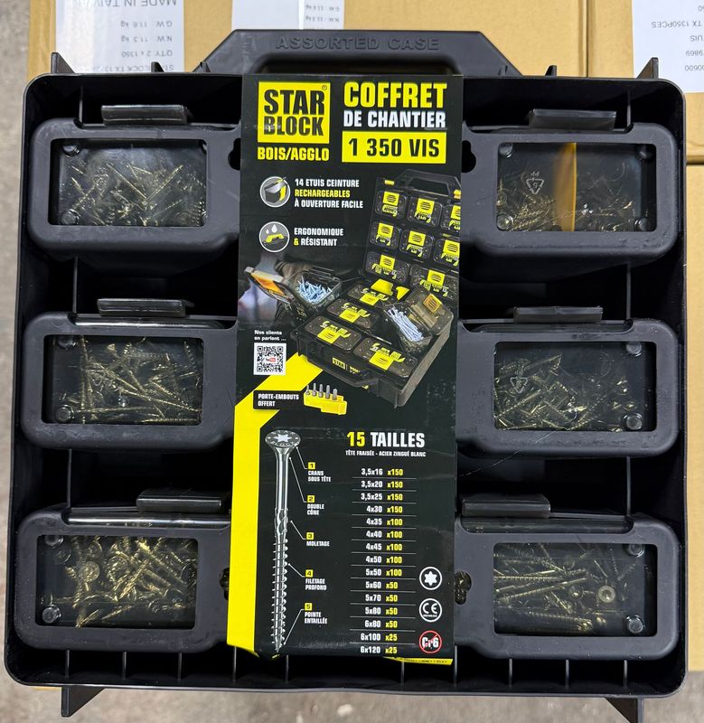 COFFRET DE CHANTIER STARBLOCK - 1350 VIS A BOIS