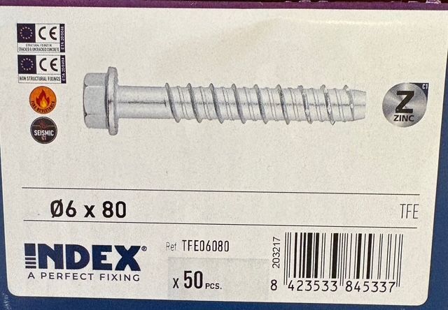 VIS  BÉTON - 6X80 - TÊTE HEXAGONALE - ZINGUÉ HOMOLOGUÉ - BOITE DE 50