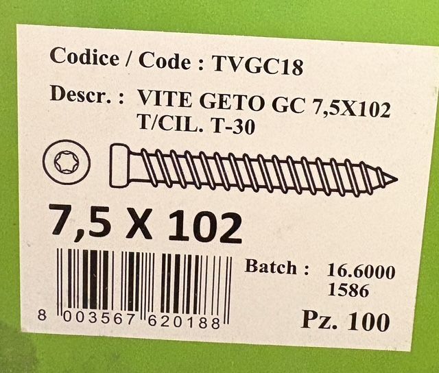 VIS BÉTON - 7,5X102 - Tx30 - TÊTE CYLINDRIQUE - ACIER ZINGUÉ - BOITE DE 100 VIS BÉTON - 7,5X102 - Tx30 - TÊTE CYLINDRIQUE - ACIER ZINGUÉ - BOITE DE 100