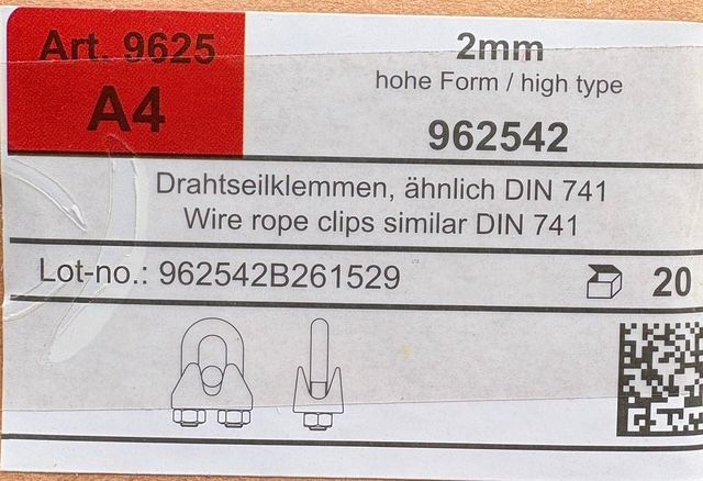 SERRE-CÂBLE 2mm - INOX A4 - à l'unité