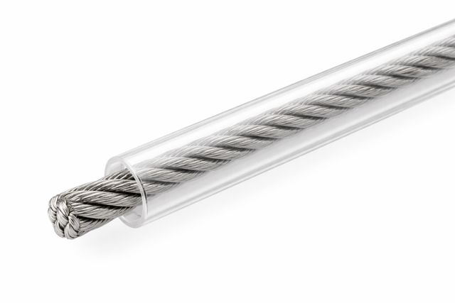 CÂBLE SOUPLE 2mm GAINE PVC TRANSPARENT 3mm - INOX A4 - au mètre CÂBLE SOUPLE 2mm GAINE PVC TRANSPARENT 3mm - INOX A4 - au mètre