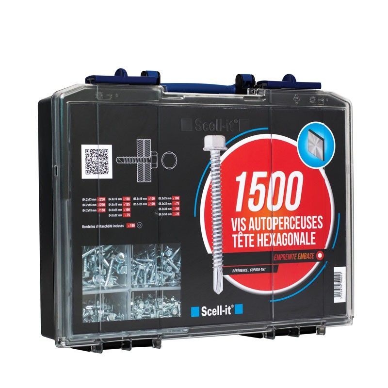 COFFRET 1500 VIS AUTOPERSEUSES - TÊTE HEXAGONALE à EMBASE + RONDELLES