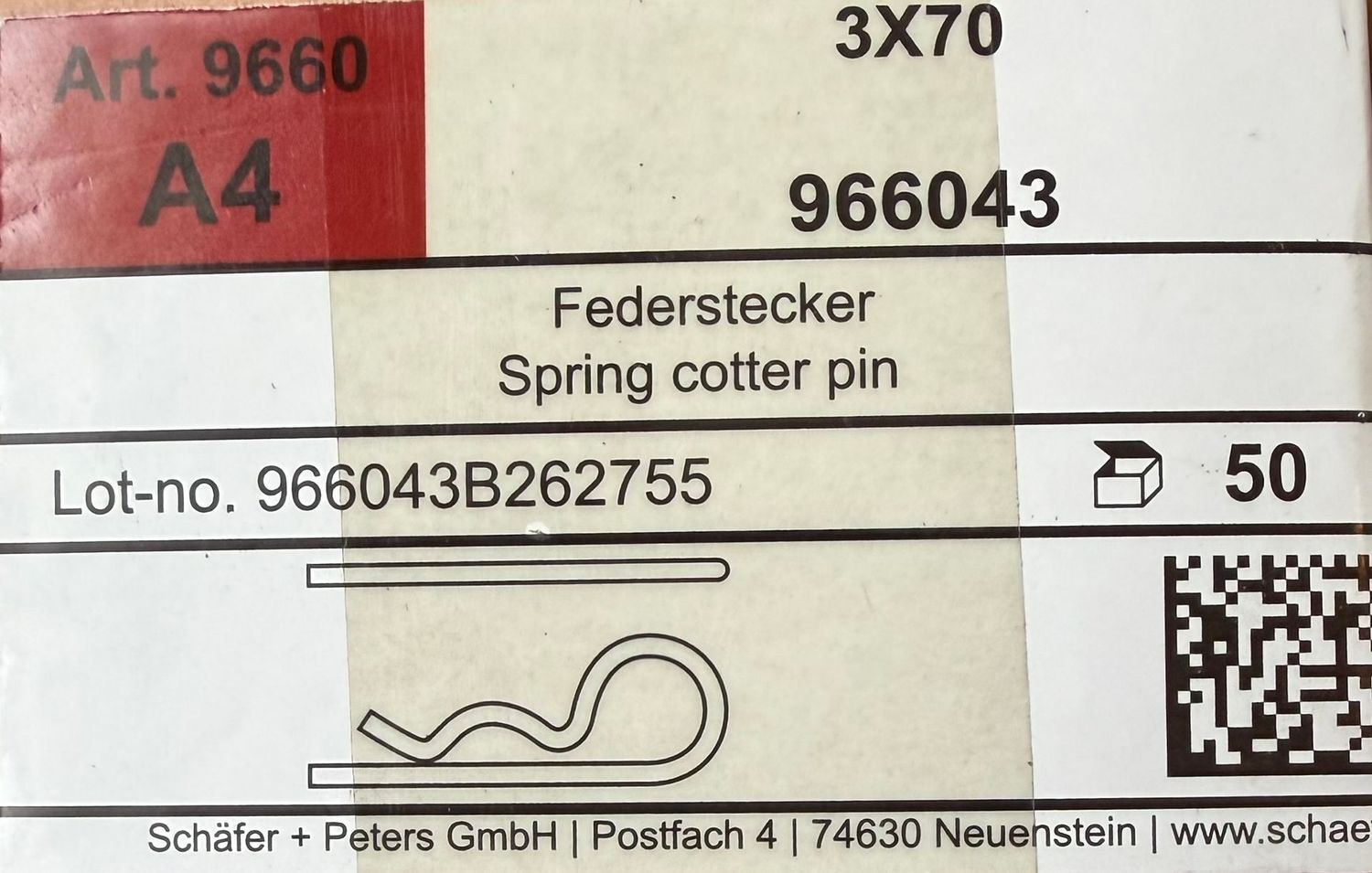 GOUPILLE A RESSORT DIAM.3mm - INOX A4 - A l'unité