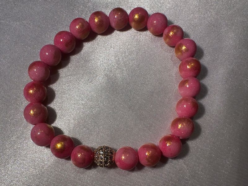 Pink Golden Jade Bracelet
