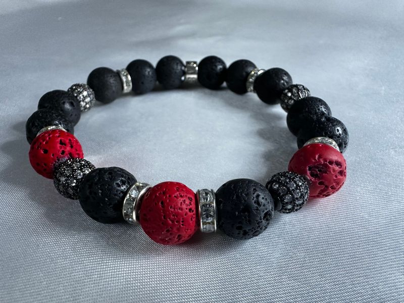 Natural Black and Red Lava Stone