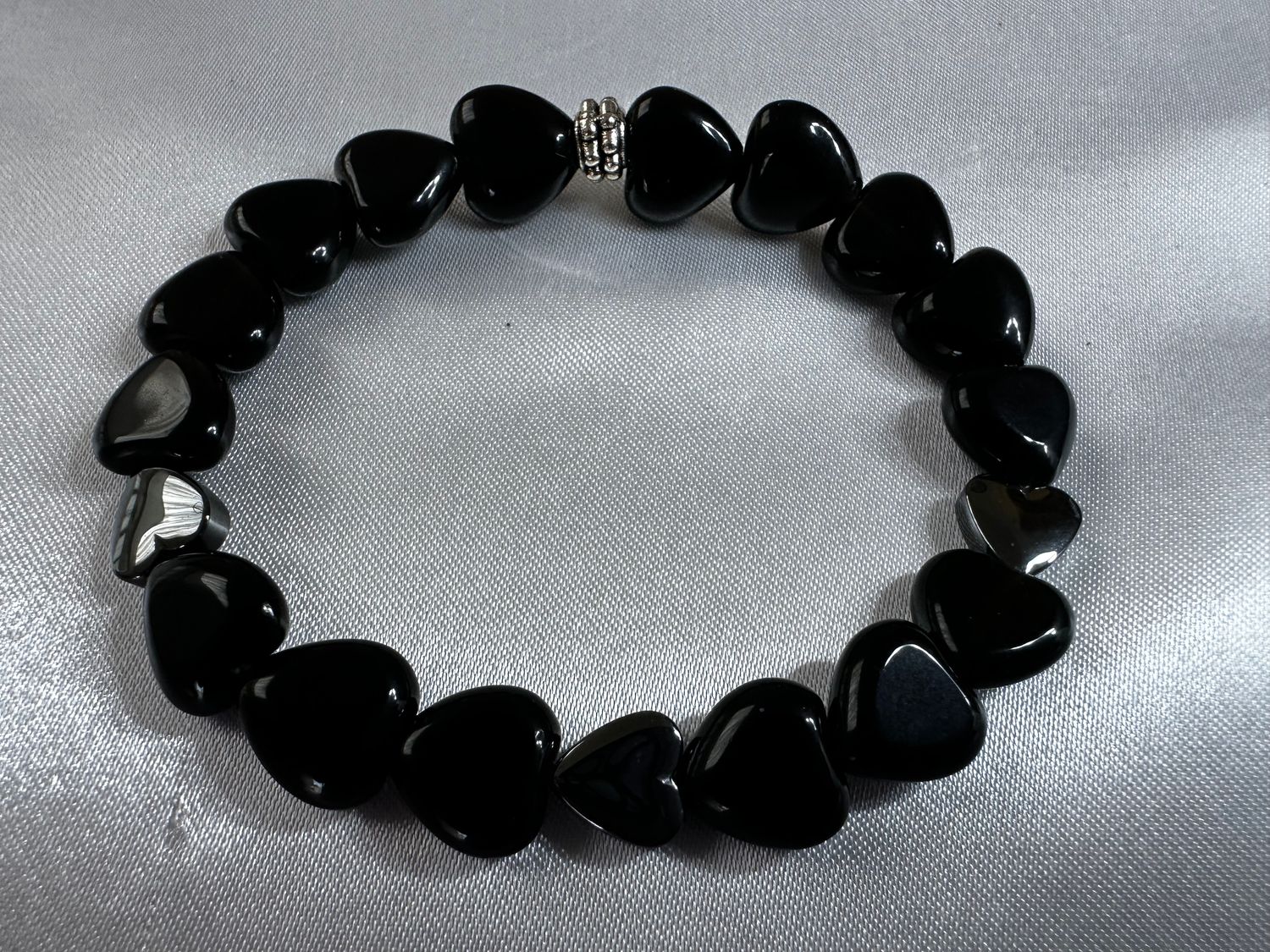 Black Obsidian Hearts Bracelet