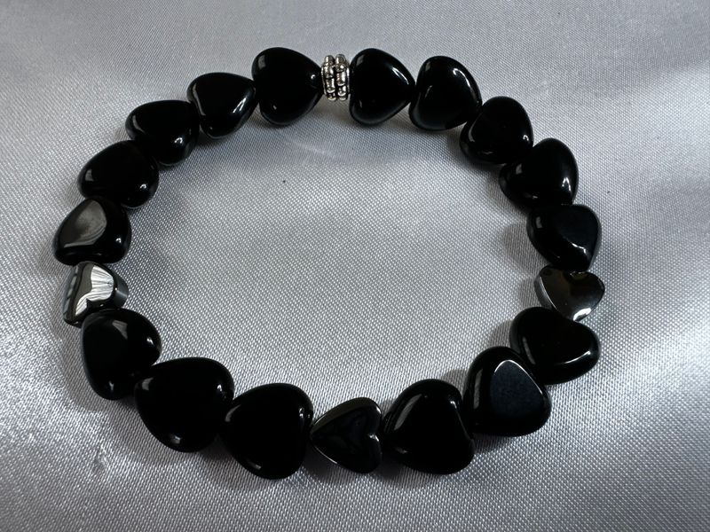 Black Obsidian Hearts Bracelet