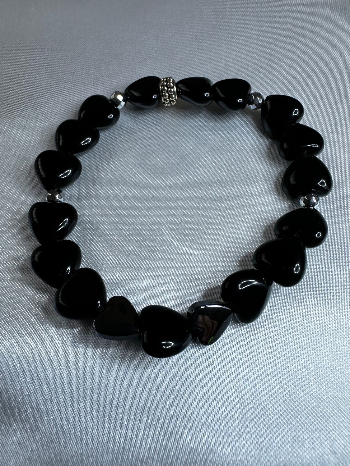 Black Obsidian Hearts Bracelet
