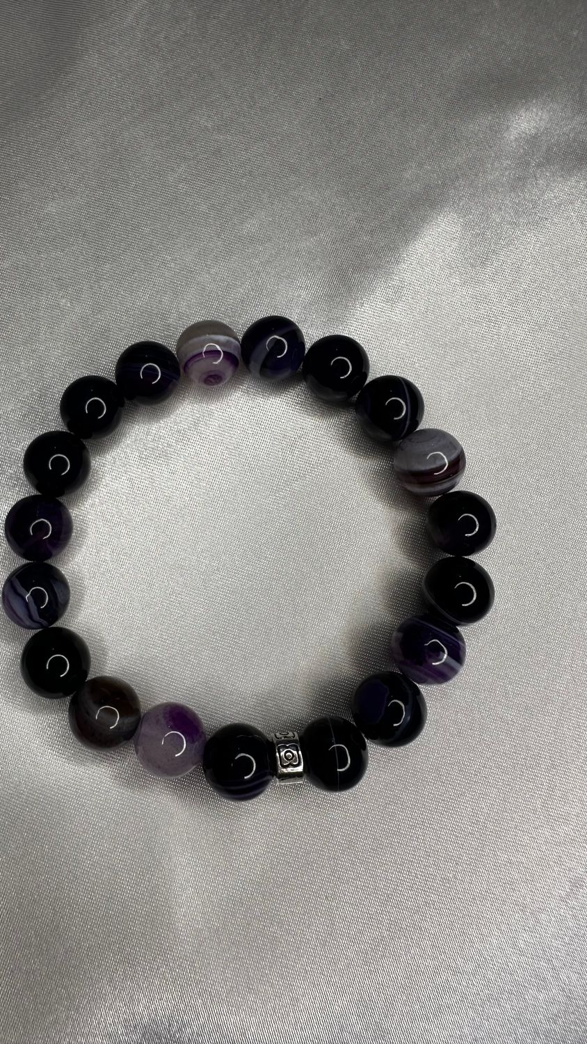 Purple Striped Agate Men&#39;s Bracelet