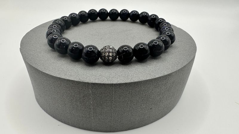 Dark Blue Goldstone Men&#39;s Bracelet