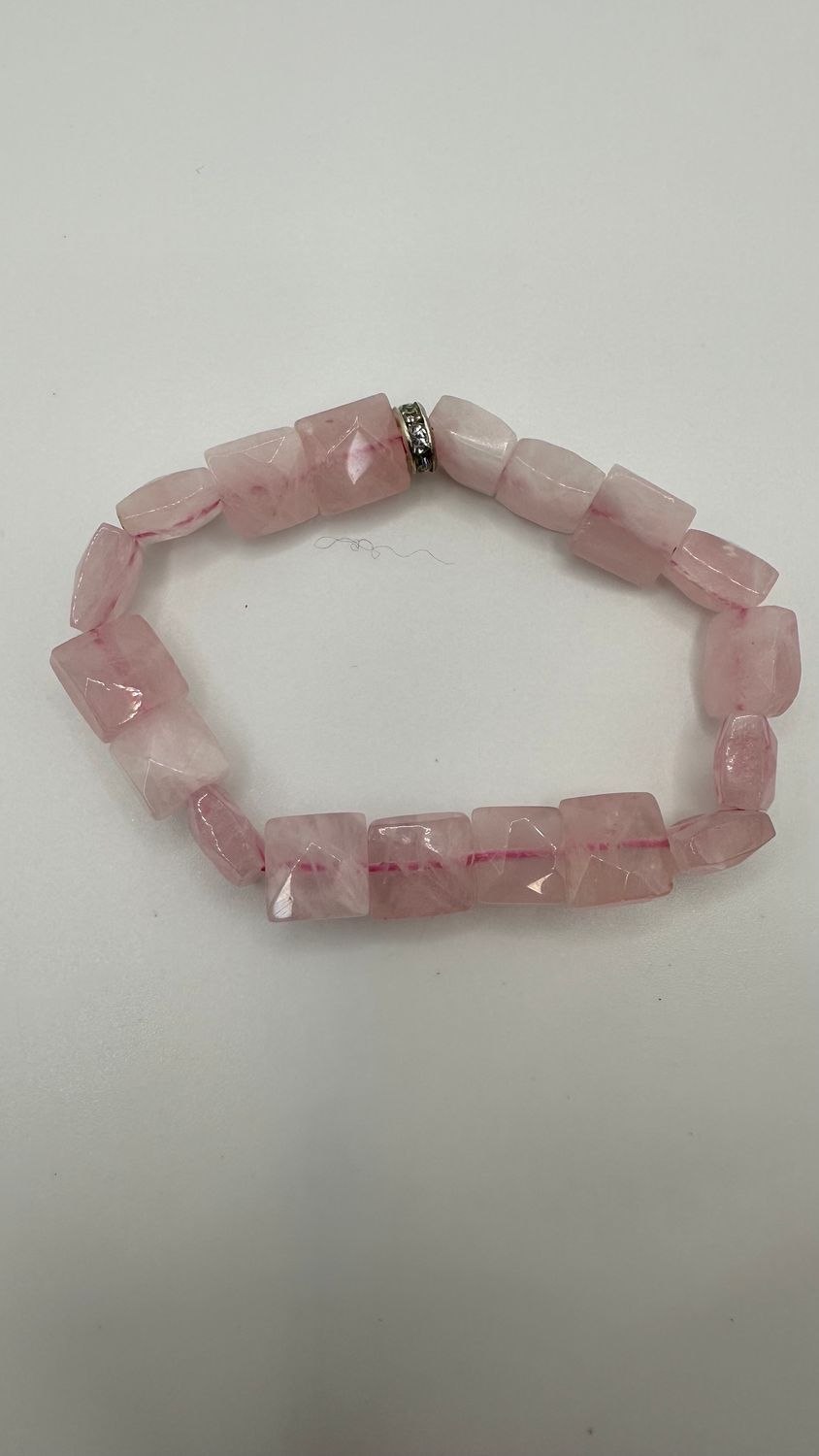 Square Rose Quartz Bracelet