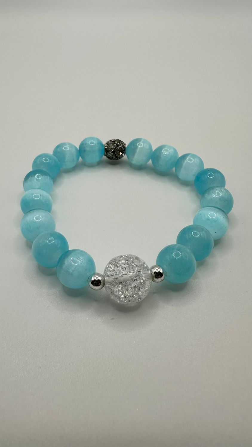 Blue Selenite &amp; Cracked Crystal