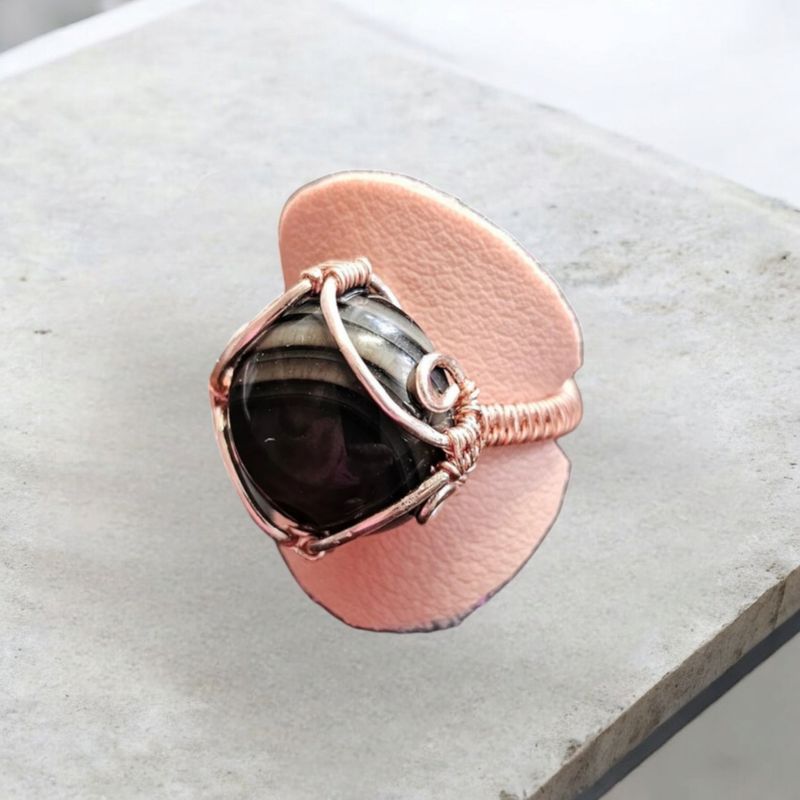 Black Stripped Agate Ring