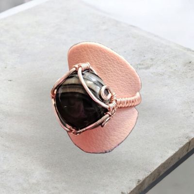Black Stripped Agate Ring