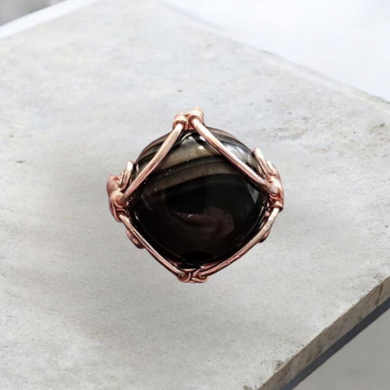 Black Stripped Agate Ring