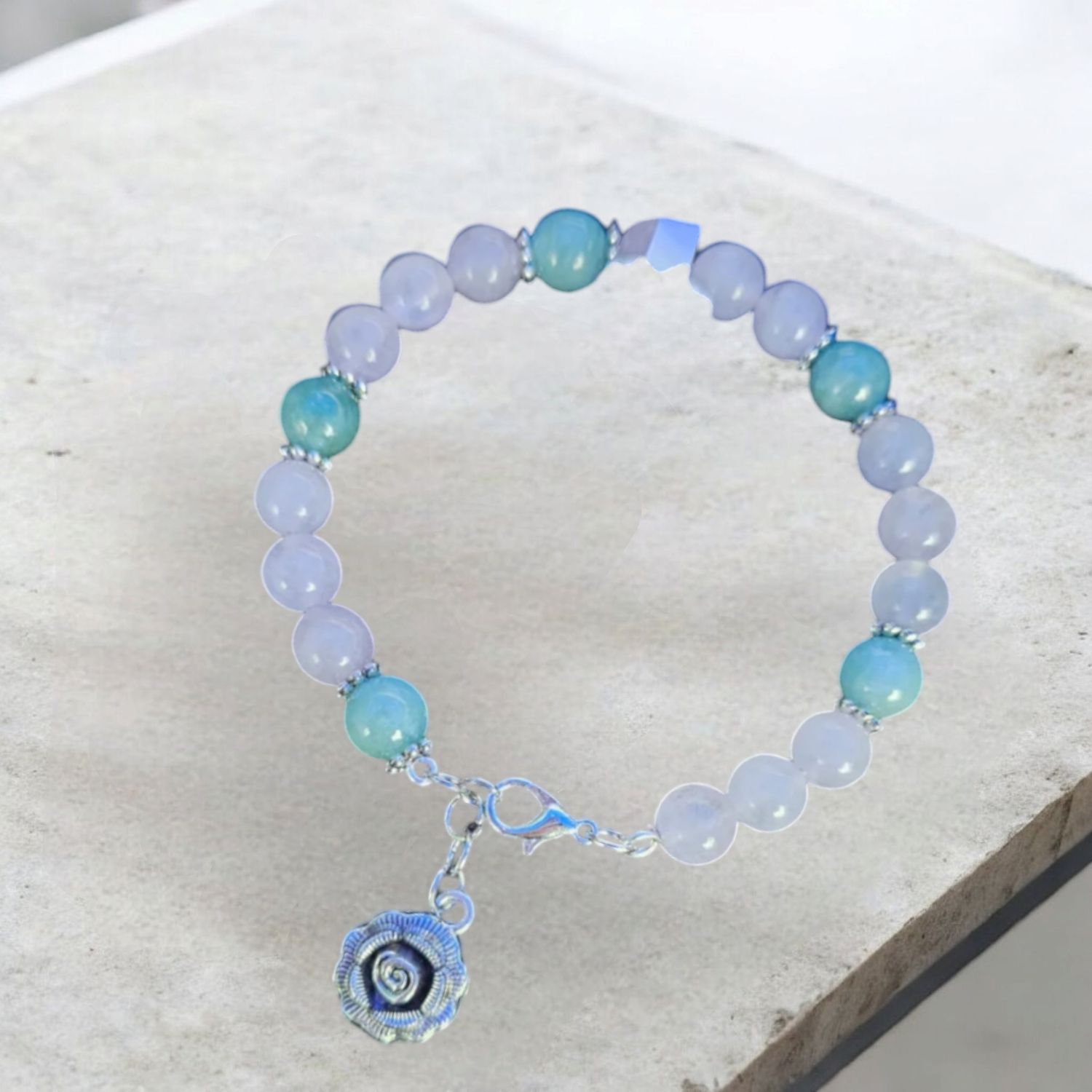 Rose Quartz &amp; Jade Bangle