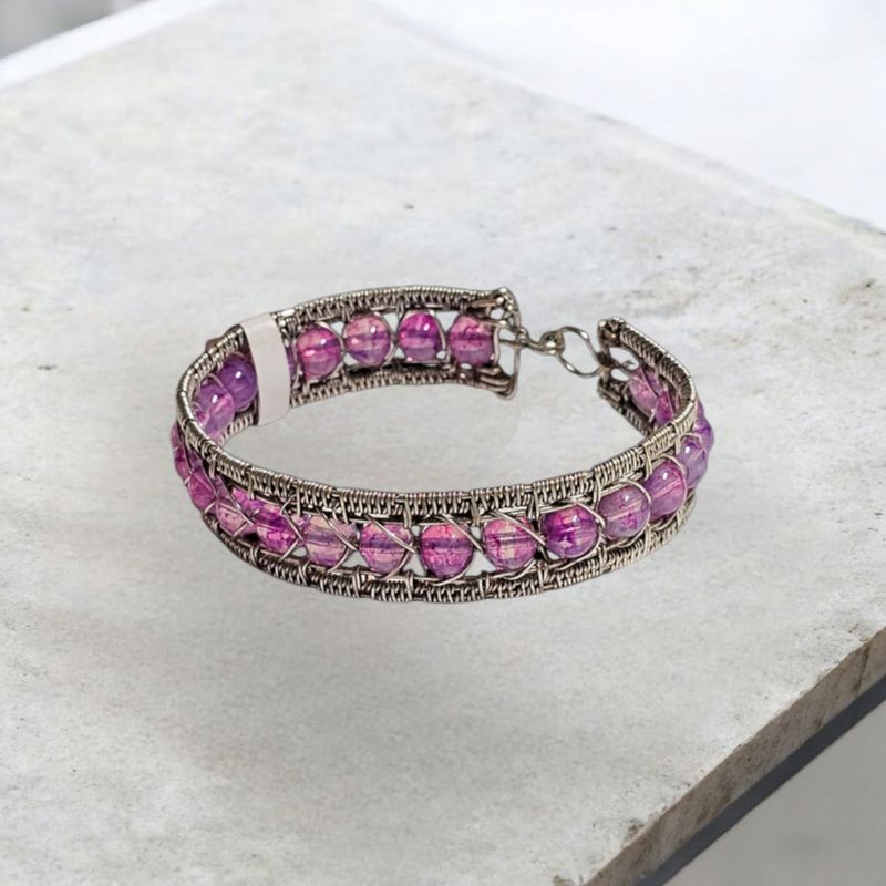 Silver beaded Bangle
