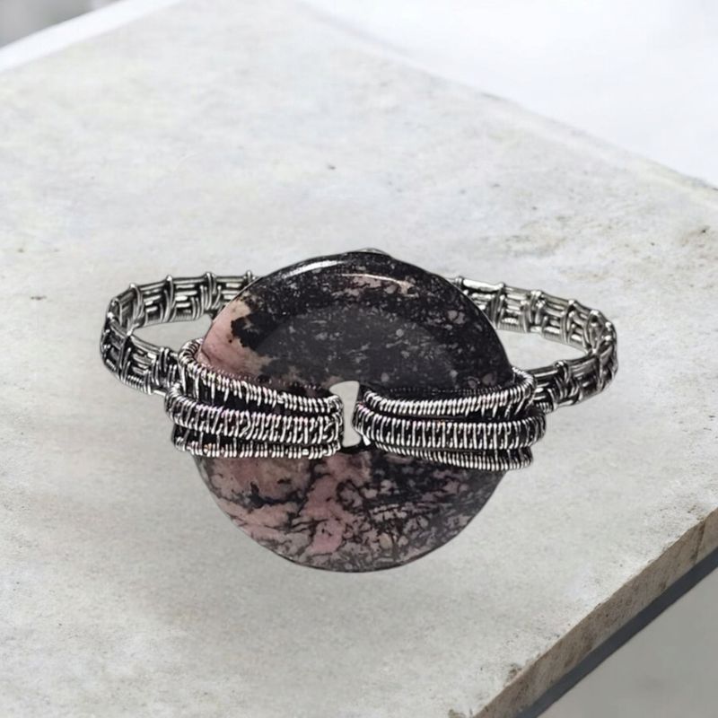 Silver Rhodonite Bangle