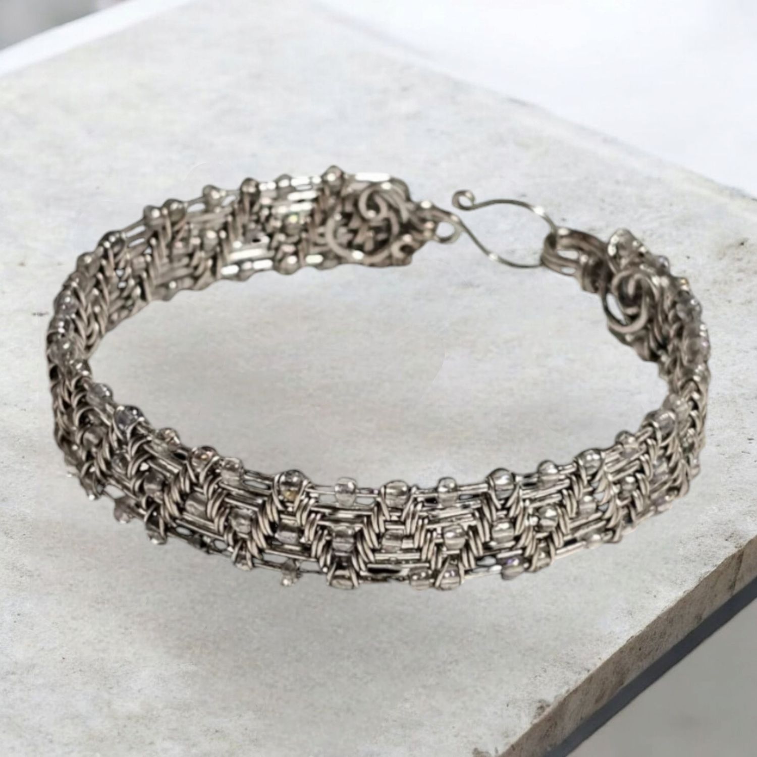 Silver beaded Bangle