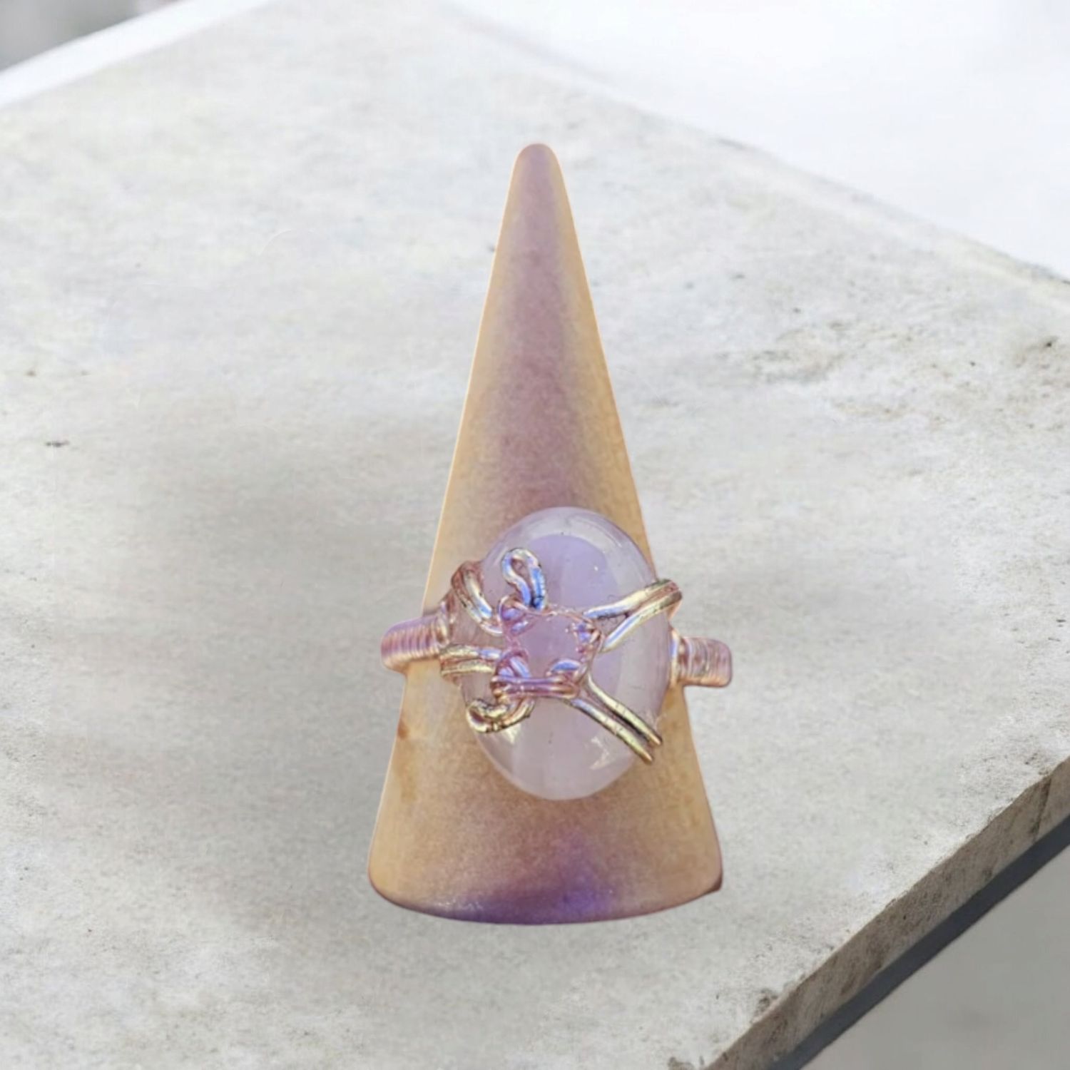 Rose Quartz Rose Gold  Ring