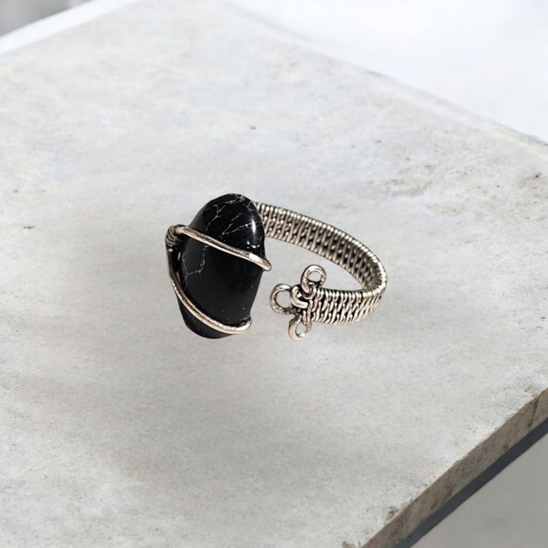 Black Agate, Silver Ring